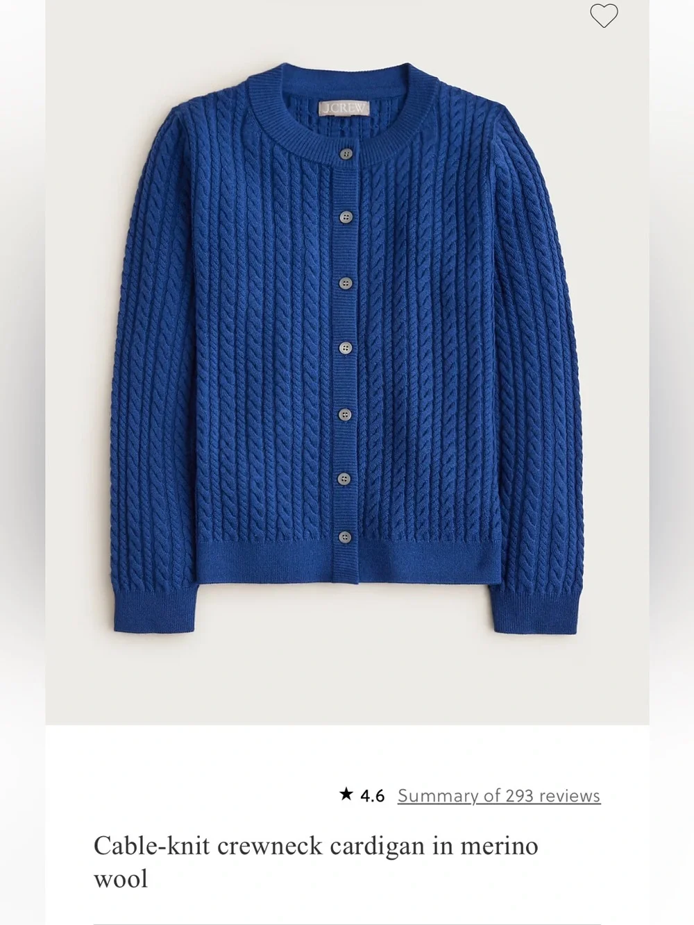 J.Crew cableknit crewneck cardigan in Merino wool cream size large